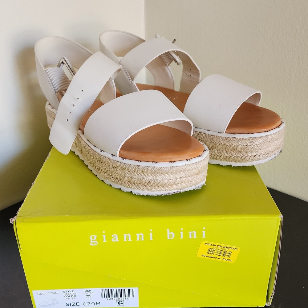 Gianni Bini Cream Espadrille Platform Sandals